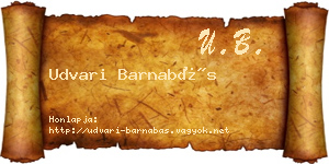 Udvari Barnabás névjegykártya